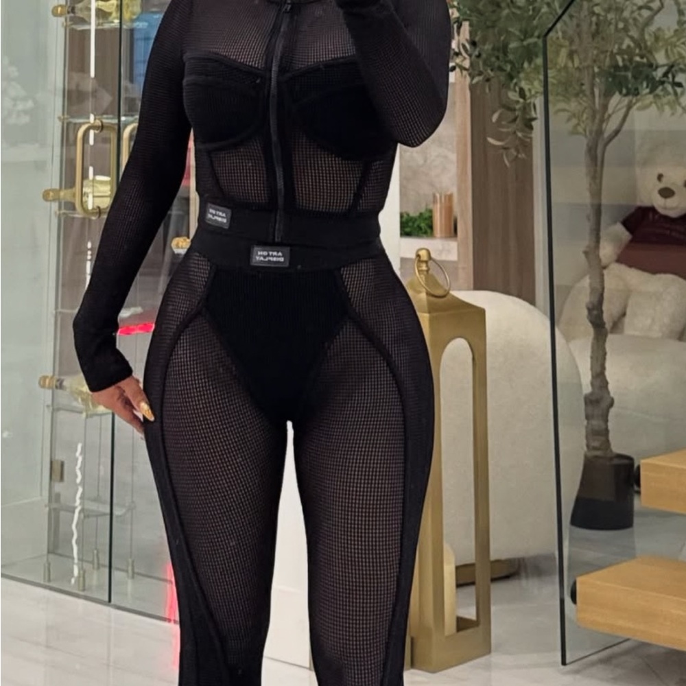 Black Mesh Jumpsuit